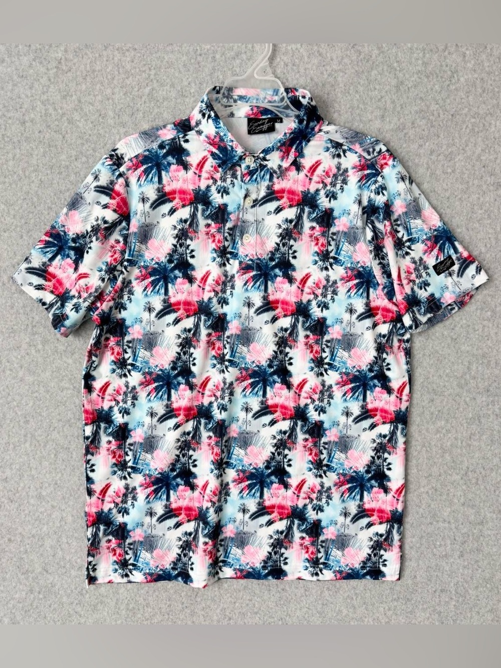 Sunday Swagger Polo Shirt Men Medium Tropical Palm Tree Performance Stretch Golf